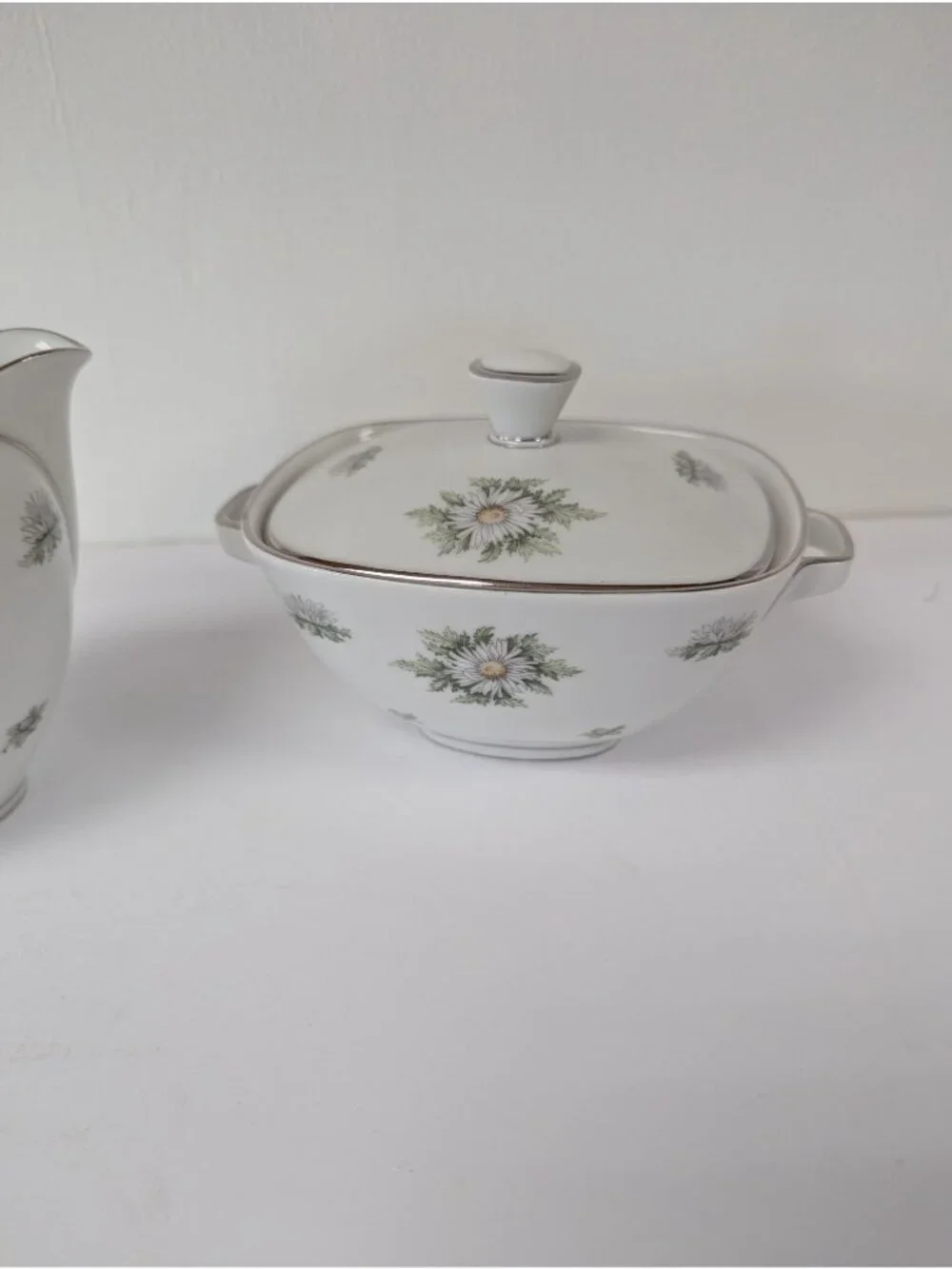 Franconia Silver Thistle Large Sugar Bowl with Lid and Creamer